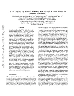 Are You Copying My Prompt? Protecting the Copyright of Vision Prompt for
  VPaaS via Watermark