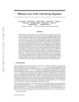 Diffusion Actor-Critic with Entropy Regulator