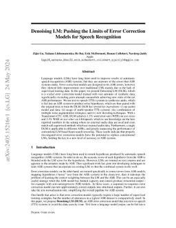 Denoising LM: Pushing the Limits of Error Correction Models for Speech
  Recognition