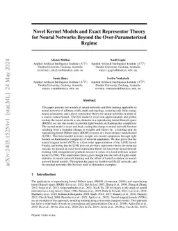 Novel Kernel Models and Exact Representor Theory for Neural Networks
  Beyond the Over-Parameterized Regime