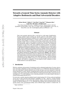 Towards a General Time Series Anomaly Detector with Adaptive Bottlenecks and Dual Adversarial Decoders