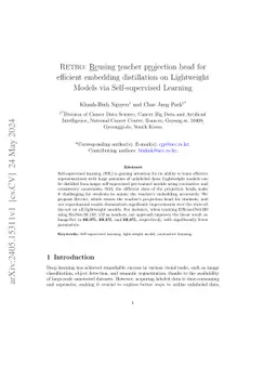 Retro: Reusing teacher projection head for efficient embedding
  distillation on Lightweight Models via Self-supervised Learning