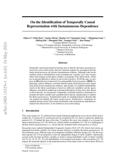 On the Identification of Temporally Causal Representation with Instantaneous Dependence