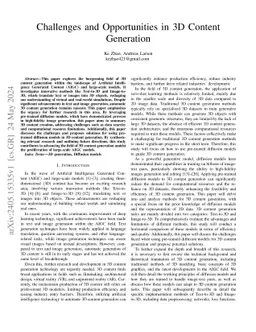 Challenges and Opportunities in 3D Content Generation