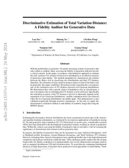 Discriminative Estimation of Total Variation Distance: A Fidelity
  Auditor for Generative Data