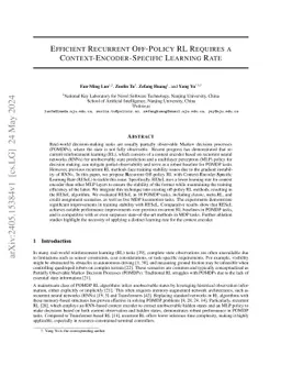 Efficient Recurrent Off-Policy RL Requires a Context-Encoder-Specific
  Learning Rate