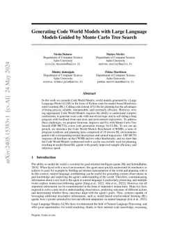 Generating Code World Models with Large Language Models Guided by Monte
  Carlo Tree Search