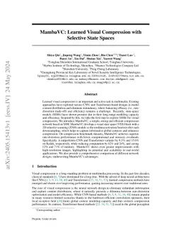 MambaVC: Learned Visual Compression with Selective State Spaces