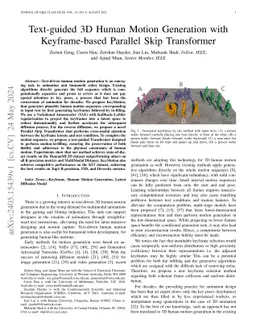 Text-guided 3D Human Motion Generation with Keyframe-based Parallel Skip
  Transformer