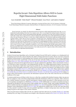 Repetita Iuvant: Data Repetition Allows SGD to Learn High-Dimensional Multi-Index Functions