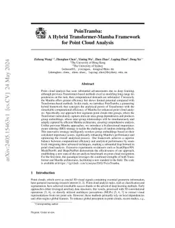 PoinTramba: A Hybrid Transformer-Mamba Framework for Point Cloud
  Analysis