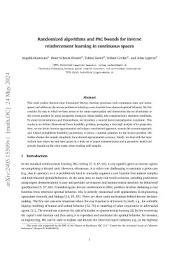 Randomized algorithms and PAC bounds for inverse reinforcement learning
  in continuous spaces