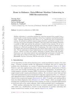 Erase to Enhance: Data-Efficient Machine Unlearning in MRI
  Reconstruction