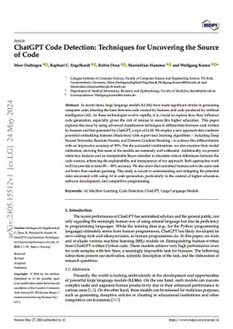 ChatGPT Code Detection: Techniques for Uncovering the Source of Code