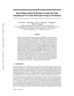 Knowledge-enhanced Relation Graph and Task Sampling for Few-shot
  Molecular Property Prediction