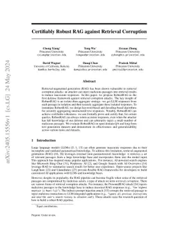 Certifiably Robust RAG against Retrieval Corruption