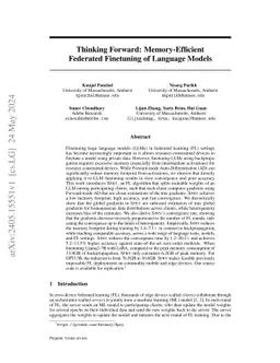 Thinking Forward: Memory-Efficient Federated Finetuning of Language
  Models