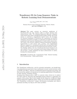 Transformer-XL for Long Sequence Tasks in Robotic Learning from
  Demonstration