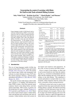 Synergizing In-context Learning with Hints for End-to-end Task-oriented
  Dialog Systems