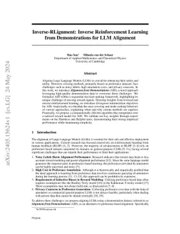 Inverse-RLignment: Large Language Model Alignment from Demonstrations through Inverse Reinforcement Learning