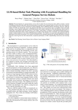 LLM-based Robot Task Planning with Exceptional Handling for General
  Purpose Service Robots