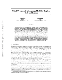 GECKO: Generative Language Model for English, Code and Korean