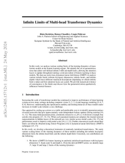 Infinite Limits of Multi-head Transformer Dynamics