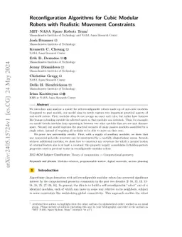 Reconfiguration Algorithms for Cubic Modular Robots with Realistic
  Movement Constraints