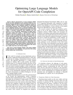 Optimizing Large Language Models for OpenAPI Code Completion