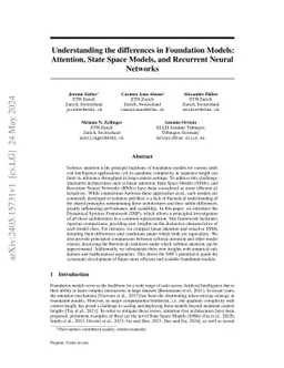 Understanding the differences in Foundation Models: Attention, State
  Space Models, and Recurrent Neural Networks