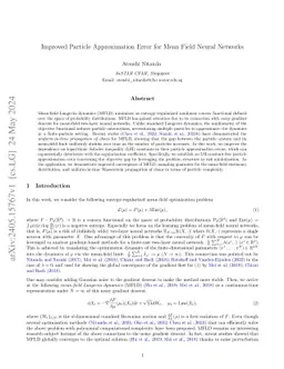 Improved Particle Approximation Error for Mean Field Neural Networks