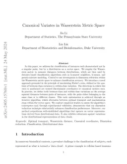 Canonical Variates in Wasserstein Metric Space