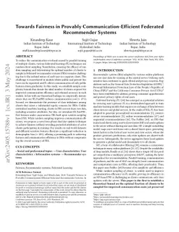 Towards Fairness in Provably Communication-Efficient Federated
  Recommender Systems