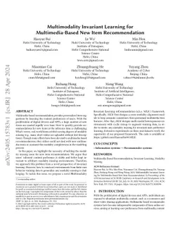 Multimodality Invariant Learning for Multimedia-Based New Item
  Recommendation