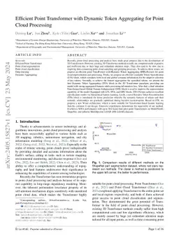 Efficient Point Transformer with Dynamic Token Aggregating for Point
  Cloud Processing