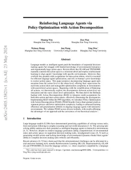 Reinforcing Language Agents via Policy Optimization with Action
  Decomposition