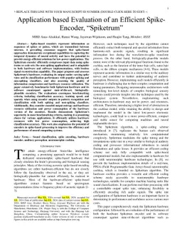 Application based Evaluation of an Efficient Spike-Encoder, "Spiketrum"