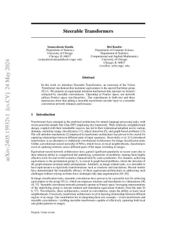 Steerable Transformers for Volumetric Data