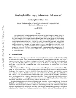 Can Implicit Bias Imply Adversarial Robustness?