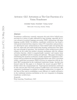 Activator: GLU Activation Function as the Core Component of a Vision Transformer