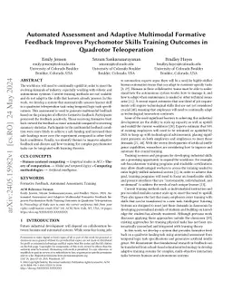 Automated Assessment and Adaptive Multimodal Formative Feedback Improves
  Psychomotor Skills Training Outcomes in Quadrotor Teleoperation