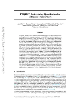 PTQ4DiT: Post-training Quantization for Diffusion Transformers