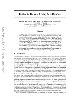 Pessimistic Backward Policy for GFlowNets