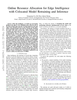 Online Resource Allocation for Edge Intelligence with Colocated Model
  Retraining and Inference