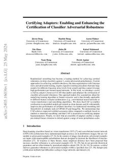 Certifying Adapters: Enabling and Enhancing the Certification of
  Classifier Adversarial Robustness