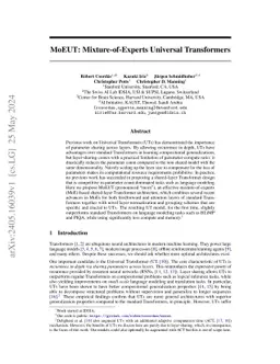 MoEUT: Mixture-of-Experts Universal Transformers