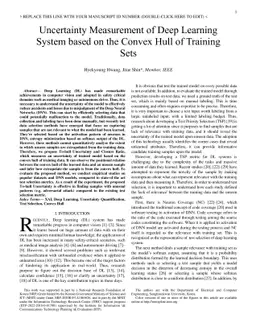 Uncertainty Measurement of Deep Learning System based on the Convex Hull
  of Training Sets