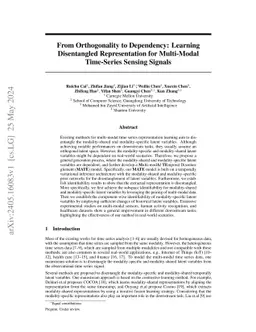 From Orthogonality to Dependency: Learning Disentangled Representation
  for Multi-Modal Time-Series Sensing Signals
