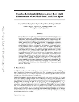 MambaLLIE: Implicit Retinex-Aware Low Light Enhancement with
  Global-then-Local State Space