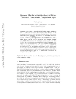 Boolean Matrix Multiplication for Highly Clustered Data on the Congested
  Clique